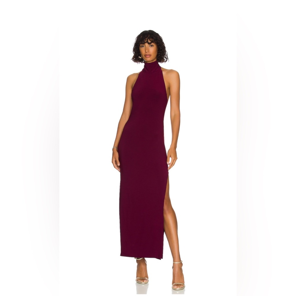 Norma Kamali Deep Purple Backless Maxi Dress